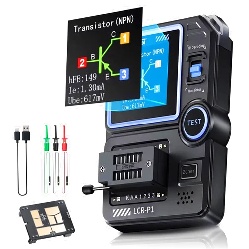 WESTOBiG FNRSI Transistor Tester, LCR-P1 Transistor Meter Multifunctional Capacitor Tester LCR ESR Tester Diode Triode LCR ESR NPN PNP MOSFET SMD Tester NEC Infrared Decoding Anti-Burn