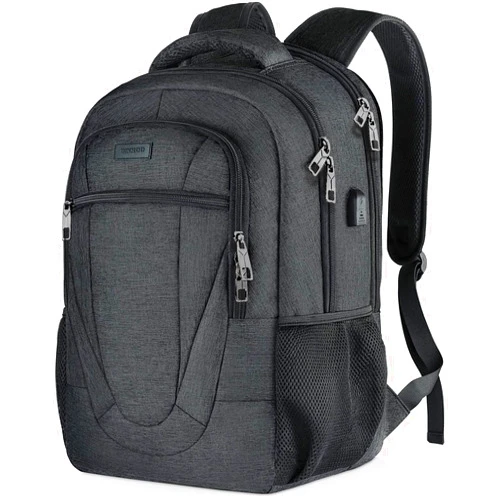 BIKROD Travel Laptop Backpack, 17 Inch Extra Large School Backpacks for Teen Boys and Girls, Black Water Resistant Women Back Pack, Business Men Sturdy Computer Bag with USB Charging Port, Gifts