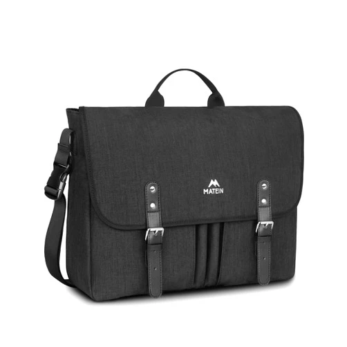 MATEIN 17 Inch Messenger Bags for Men, Large Laptop Briefcase Lightweight Unisex Crossbody Shoulder Bag College Satchel, Soft Water Resistant Daily Computer Sleeve Case for Travel Office Gifts, Black