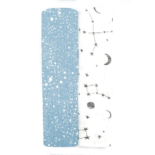 aden + anais Essentials Silky Soft Swaddle Baby Blanket, 100% Bamboo Viscose Muslin Blankets for Girls & Boys, Baby Receiving Swaddles, Ideal Newborn & Infant Swaddling Set, 2 Pack, Cosmic Galaxy