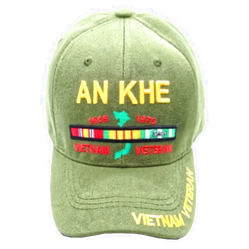Generic an Khe Vietnam Veteran (Ribbons) (Vietnam Veteran on Bill) Baseball Cap Green