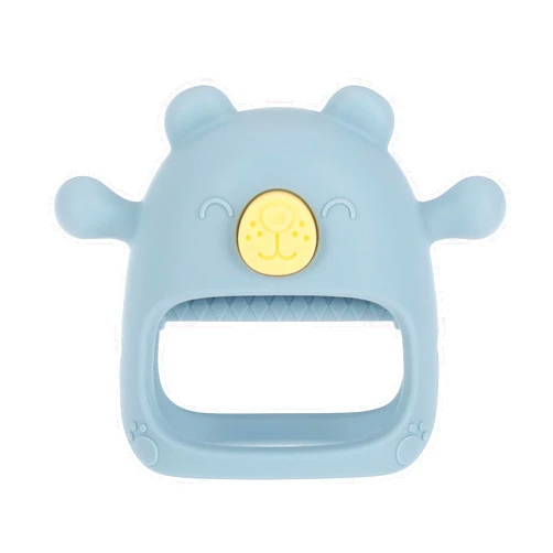 Nuby Silicone Wrist Teething Mitten - Baby Teether Ring - 3+ Months - Blue Bear