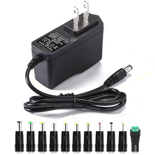 LitStar 9V 2A AC Adapter Power Supply Charger [9 Volts 2 Amps Regulated Switching Power] with 11 Interchangeable DC Plug for 300mA 400mA 500mA 600mA 700mA 800mA 900mA 1000mA 1500mA 2000mA Equipment