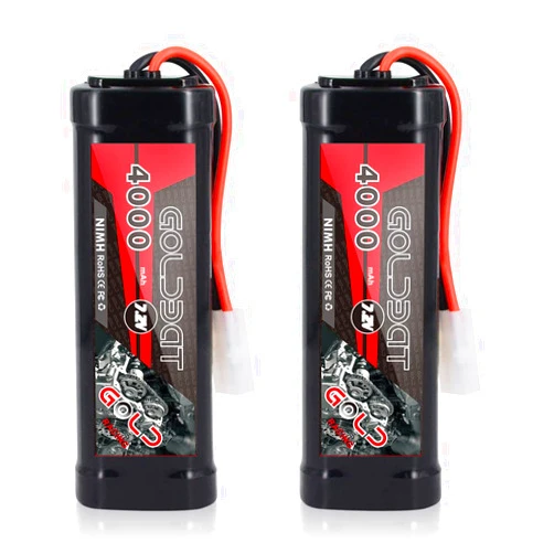 GOLDBAT 4000mAh 7.2V NiMH RC Battery with Tamiya Connector for for RC Evader BX Car Truck Truggy Buggy Tank Car Racing (4000-7.2V-Tamiya-2ack)