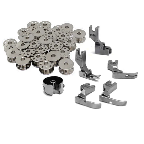 Fbshicung 31Pcs Industrial Sewing Machine Bobbins, Presser Feet, and Bobbin Case for Singer, Consew Juki DDL-8700,DDL-5550