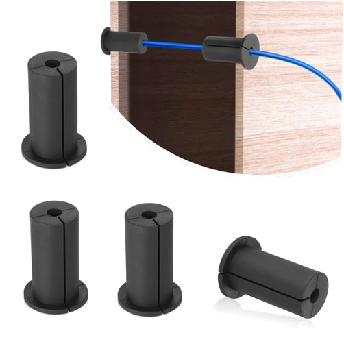 Lasuroa 4pcs Cable Routing Kit for Starlink 1 Inch Wall Hole, Silicone Cable Feed Through Bushings Cable Mounting Accessories Routing Clips Cable Wall Grommet for Starlink Ethernet Cable (Black)