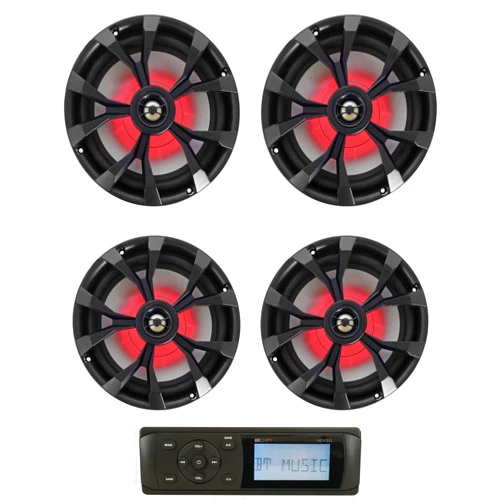 MB Quart MDR2.0 1-Din Marine/Boat Bluetooth Receiver+(4) 8