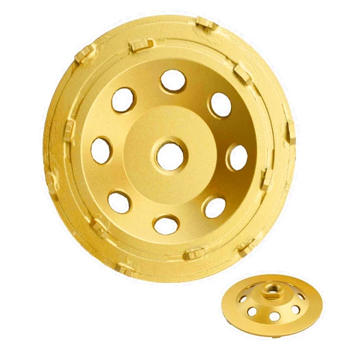 ACTINTOOL 5 in. x 5/8-11 in.12 PCS PCD 5 Inch Double Row PCD Cup Wheel, Epoxy Mastic Thinset Glue Stucco Tough Concrete Coating Removal PCD Grinding Cup Wheel(5/8
