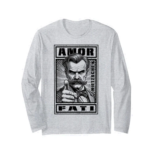 Grandio Design Funny Philosophy Philosopher Gifts Amor Fati Nietzsche Funny Philosophy Propaganda Fate Quote Long Sleeve T-Shirt