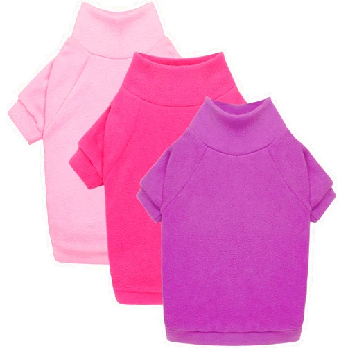 HLJ 3 Pack Dog Sweater Fleece Dog Clothes Turtleneck Soft Warm Dog Sweatshirt Dog Sweaters for Small Dogs Dog Sweaters for Medium Dogs Boy Girl Pet(Pink+Hotpink+Purple,S/M)