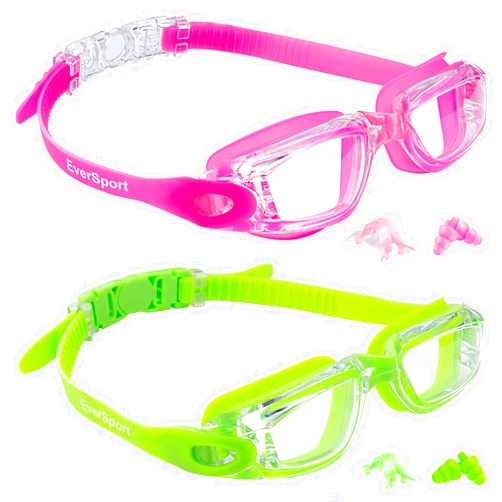 EverSport Kids Swim Goggles, Pack of 2 Swimming Goggles for Children Teens, Anti-Fog Anti-UV Youth Swim Glasses for Age4-16