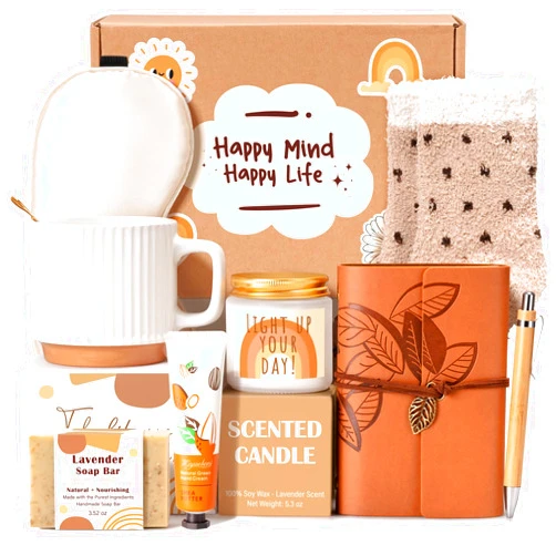Suhctuptx Gift Baskets for Women, 9pcs Unique Happy Birthday Gifts for Women, Thank You Basket Christmas Ideas Box w/Coffee Mug Her Mom Friend Teacher Coworker, Best Employee Appreciation Gifts