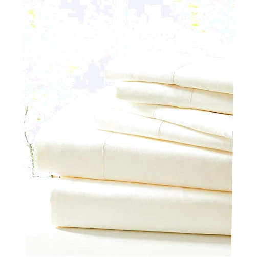 Apsley Linen Solid Color 100% Organic Cotton 4-PCs Sheet Set Fits Mattress 10-12'' Deep Pocket Luxurious Bedding Set Heavy Rich Quality Sateen Weave Silky Soft Breathable (Short Queen, Ivory)
