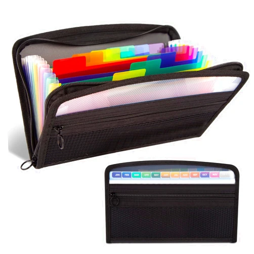 Koogel Expanding File Folder, 13 Pocket Accordion File Organizer Zipper Closure Coupon Receipt Organizer Holder for School Office Supplies