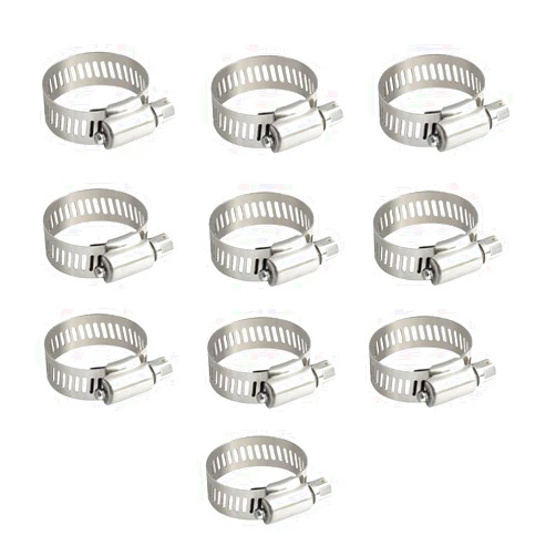 Topnisus 10pcs Set Adjustable Hose Clips Pipe Clamps Kits Rust Free (10-16mm)