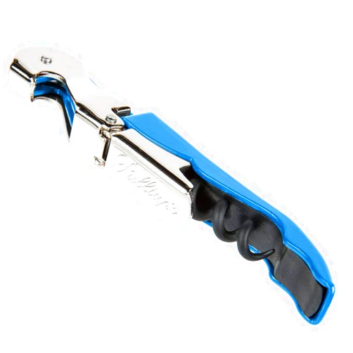 Pulltap's Double-Hinged Waiters Corkscrew, Wine Opener and Foil Cutter, Beer Bottle Opener, Bright Blue