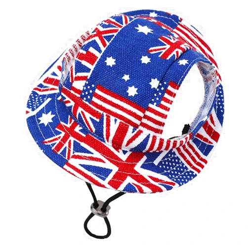 MaruPet Round Brim Princess Hat Visor Hat Pet Dog Mesh Porous Sun Hat with Ear Holes for Small, Extra Small Dog Teddy, Pug, Chihuahua, Shih Tzu, Yorkshire Terriers, Papillon Z-2-usa flag Large