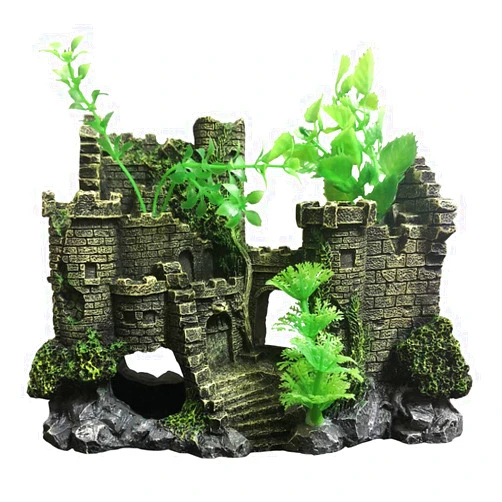 SLOCME Aquarium Medieval Resin Castle Decoration - Realistic Fish Tank Castle Accessory, Shelter for Betta Fish & Reptile