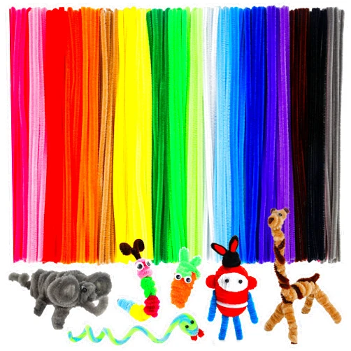 Caydo 200 PCS Thick Pipe Cleaners Craft Supplies Multi-Color Chenille Stems for Art and Craft Projects Creative DIY Decorations (12inch x 6mm)