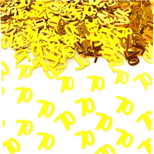 JNSAXMI 70 Confetti Birthday Party Confetti Number 70 Sequins 70th Anniversary Party Glitter Metallic Foil Table Scatter for Party Table Decoration Supplies or DIY(Golden)