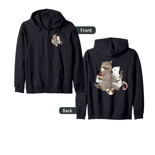 The Roadkill Rebels Opossum and Raccoon playing banjo and jug instruments Zip Hoodie