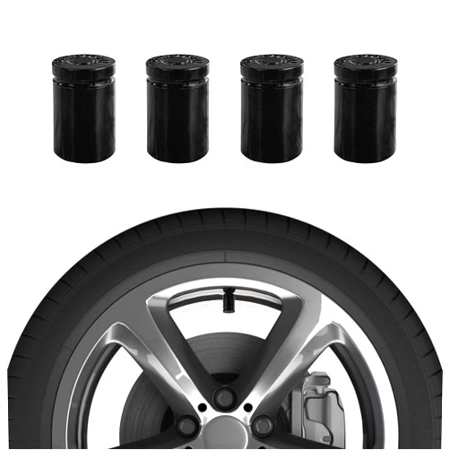 Ziciner 4 PCS Tire Valve Stem Caps, Aluminum Bullet Shell Car Tire Pressure Caps, Wheel Tyre Valve Stem Cover, Vehicle Stem Tire Accessories for Car, Bicycle, Truck, Motorcycle (Black)