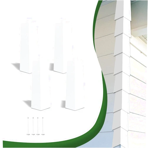 GAMZAU 4 Pcs White Aluminum Siding Corner Protectors - 8-inch Wall Corner Trim Molding Outside Corner Caps with Metal Nails for Mobile Home and House Exterior