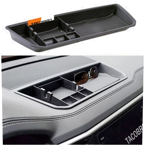TACOBRO Interior Dashboard Storage Organizer Holder Tray Compatible with Atlas Cross Sport Accessories 2018 2019 2020 2021 2022 2023 Dash Mounted Holders Box ABS Black
