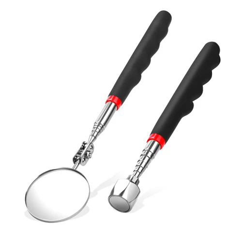 Tiosamd Telescoping Magnetic Pickup Tool Set Pull Force 22 lb, Extendable Magnet Pick-Up Tools, Telescopic Magnet Stick, Round 360° Swivel Adjustable Inspection Mirror, Birthday Gifts for Men, Dad, 2 Pack