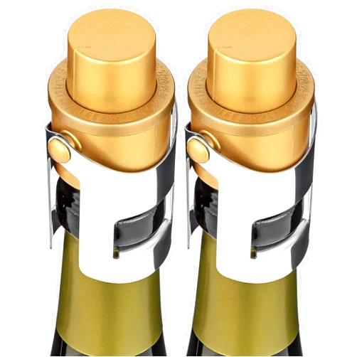 BETTFOR Champagne Stoppers Vacuum Champagne Saver with Food Grade Silicone Leak proof Keep Fresh Suitable for Champagne, Cava, Prosecco and Sparkling (Gold, 2 Pack)