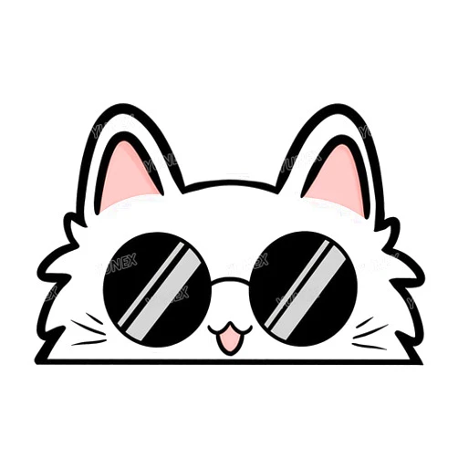YUNEX 5.1 Inch Funny Sunglasses Cat Peeker Anime Car Stickers Window Laptop Bumper Trunk Campervan Vinyl Wrap Decals JDM Accessories