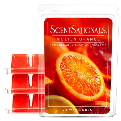 Scentsationals Wax Melts, Wax Cubes Strong Scent - Molten Orange - Long Lasting Scented Melts for Warmer, 10oz (24-Cubes)