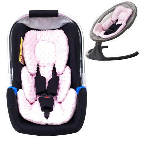 THE KENKYO Infant Car Seat Insert, 2-in-1 Reversible Infant Car Seat Head and Body Support, 3D Air Mesh Baby Car Seat Cushion for Girls Boys, Newborn Carseat Head Support for Carrier, Stroller, Swing(Pink)