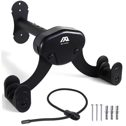 MU CYCLE Buffalo Bike Wall Mount Rack – Adjustable Horizontal Indoor Hanger for Road, Mountain & Hybrid Bikes up to 48.5 lbs | Space-Saving Heavy-Duty Bicycle Storage for Garage & Home