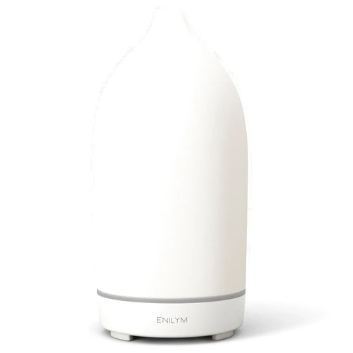 ENILYM Essential Oil Diffusers,Handmade Ceramic Aromatherapy Diffuser for Room and 9 Colors Night Light for Home,Auto-Off (White)