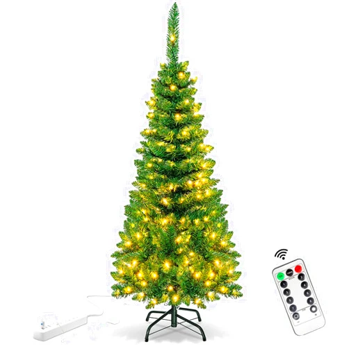 CelebrationLight 4.5 Ft Small Christmas Tree with USB 120 LED Lights, Timer, and Remote Control- Artificial Christmas Tree with 350 Branches Tips, for Kids Room Christmas Party Office Mall Decorations, Not Prelit
