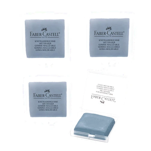 Faber-Castell Erasers - Drawing Art kneaded Erasers, Large Size Grey - 4 Pack