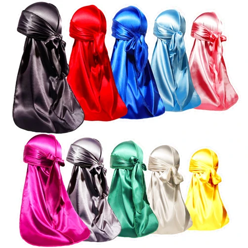 ForceWave 10 Pieces Silky Durags Long Tail for Women Men Satin Durag 360 Wave，Dorag, 10 Colors