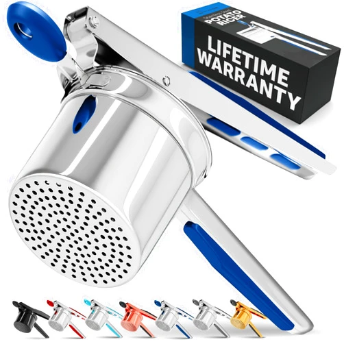 Priority Chef PriorityChef Large 15oz Potato Ricer, Heavy Duty Stainless Steel Potato Masher and Ricer Kitchen Tool, Press and Mash Kitchen Gadget For Perfect Mashed Potatoes - Everytime, Blue