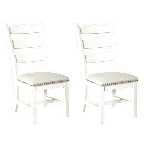 Signature Design by Ashley Valebeck Vintage Farmhouse Cushioned Dining Chair, 2 Count, Whitewash