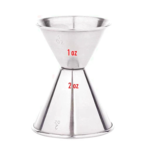 AME D'ESSENCE (6-PCS-1 & 2 Ounce) Jiggers Double Sided Stainless Steel Portion Control Cocktail Measuring Shot Bar Tool Commercial Grade