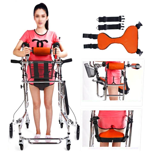 TXDWYF High Carbon Steel Walker, Standing Frame Walker with Seat Wheel Rehabilitation Device, Height Adjustable Lower Limb Disabled Skid Stand,Women,withouttoilet