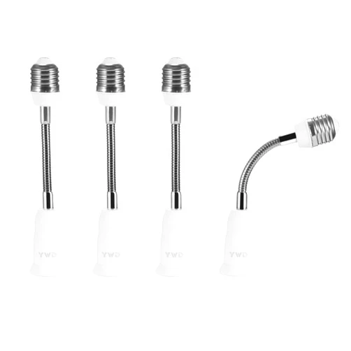 YWD E26E to E26 Socket Extender 7.4 inch Hose Extender, Standard Medium E26 Base, 250℃ Heat-Resistant Flame Retardant, Maximum Power 300W Flexible Bulb Extender Adapter Set of 4-Pack