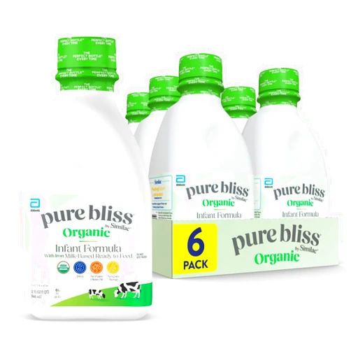 Similac Pure Bliss by Similac Organic* Infant Formula, Easy to Digest, USDA-Certified Organic, Ready to Feed, 32-fl-oz Bottle, Pack of 6