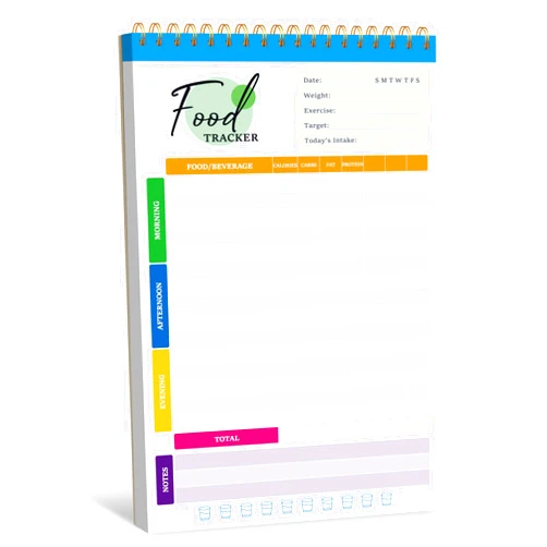 Gethelud Food Journal Diary, 52 Sheets Spiral Bound Meal Planner Healthy Eating Tracker-Protein, Calories, Carbs, Fat, Water Tracker, Food Log for Weight Loss & Fitness, Daily Nutrition Diary