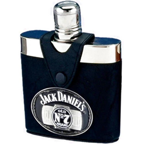 M. CORNELL IMPORTERS Jack Daniel's Leather Flask with Badge