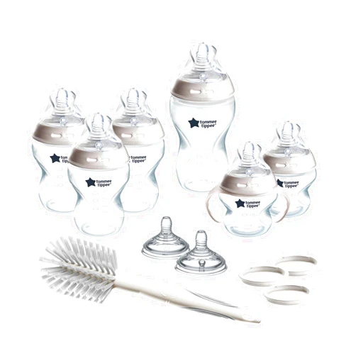 Tommee Tippee Natural Start Grow with Baby BPA Free Bottle 13 Piece Set, 2 x 5oz, 3 x 9oz and 1 x 11oz, Slow, Medium and Thicker Flow Nipples, Removable Bottle Handles