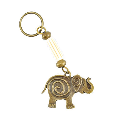 The Barrington Garage Fair Trade Funky Elephant Key Ring, Antique Brass