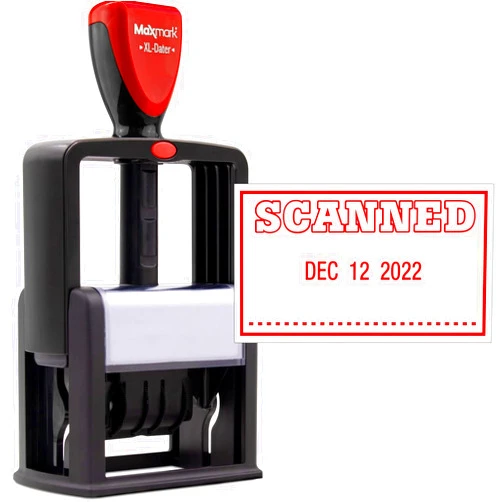 ZIGEL Heavy Duty Style Self Inking Date Stamp with Scanned - Style C - Red Ink