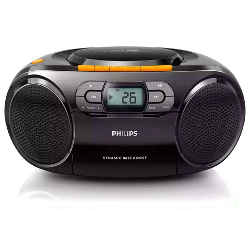 Philips Boombox Portable CD Player - Portable MP3 Player and Cassette Tape Player, Boom Box Compact Stereo Sound System with Dynamic Bass Boost, Take Your Music Outside with USB HiFi Music Player